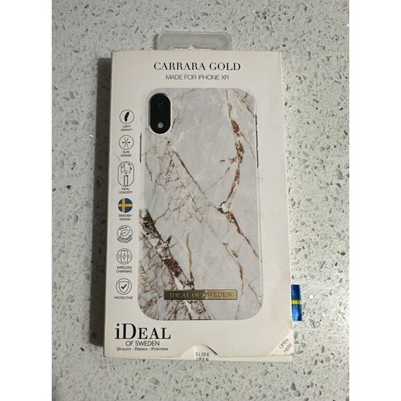 Ideal of Sweden Designer Phone Case iPhone 11 XR Carrara Marble Gold Accents NEW - Picture 1 of 7